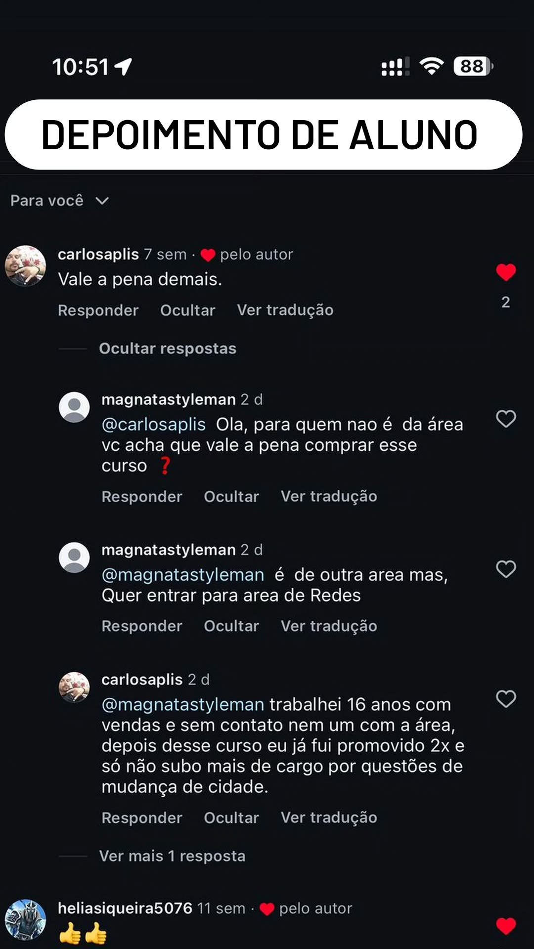Depoimento aluno
